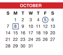 District School Academic Calendar for Crowley H S 9th Grade Campus for October 2018