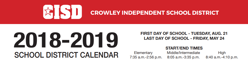 District School Academic Calendar for Crowley High School