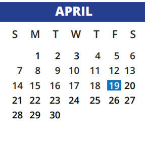 District School Academic Calendar for Sampson Elementary for April 2019