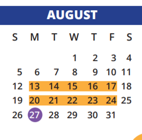 District School Academic Calendar for Spillane Middle School for August 2018