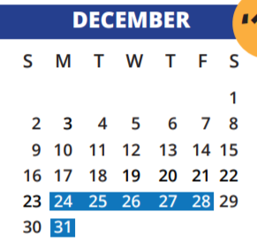 District School Academic Calendar for Watkins Middle School for December 2018