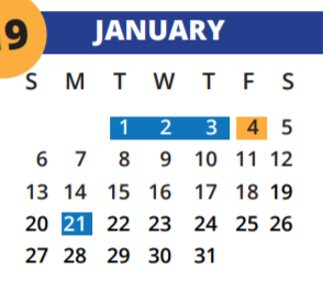 District School Academic Calendar for Watkins Middle School for January 2019
