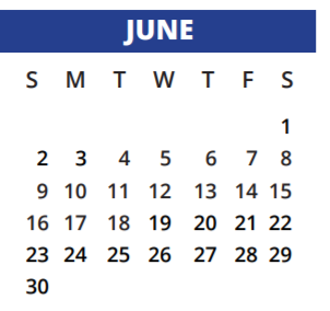 District School Academic Calendar for Kahla Middle School for June 2019
