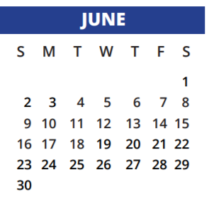 District School Academic Calendar for Sampson Elementary for June 2019