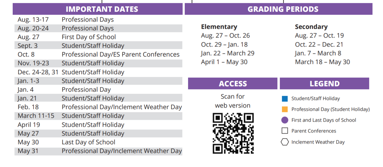 Cypress Creek High School School District Instructional Calendar