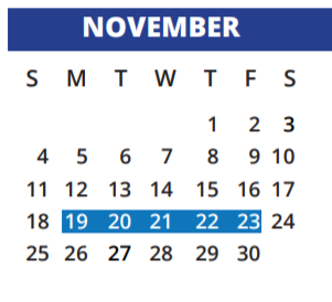 District School Academic Calendar for Sampson Elementary for November 2018
