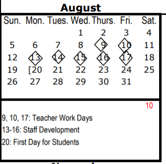 District School Academic Calendar for Arthur Kramer Elementary School for August 2018