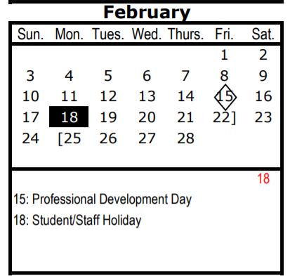 District School Academic Calendar for Arthur Kramer Elementary School for February 2019