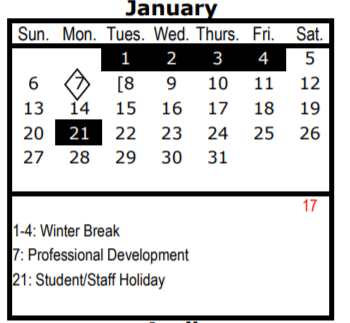 District School Academic Calendar for Lincoln High School for January 2019