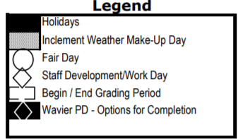 District School Academic Calendar Legend for Booker T Washington High School