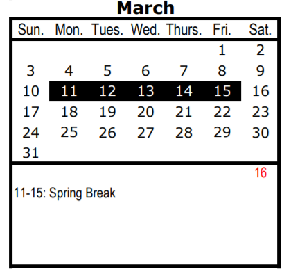 District School Academic Calendar for Arthur Kramer Elementary School for March 2019