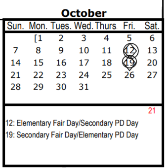 District School Academic Calendar for Arthur Kramer Elementary School for October 2018