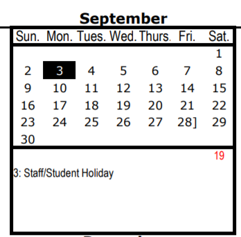 District School Academic Calendar for Arthur Kramer Elementary School for September 2018