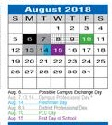 District School Academic Calendar for Denton H S for August 2018