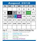 District School Academic Calendar for Navo Middle School for August 2018