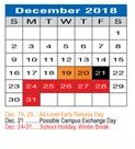 District School Academic Calendar for Lee Elementary for December 2018