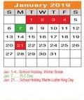 District School Academic Calendar for Denton H S for January 2019