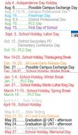 District School Academic Calendar Legend for Community Ed