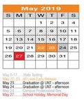 District School Academic Calendar for Denton Co J J A E P for May 2019