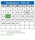 District School Academic Calendar for Community Ed for October 2018