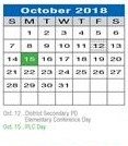 District School Academic Calendar for Joe Dale Sparks Campus for October 2018