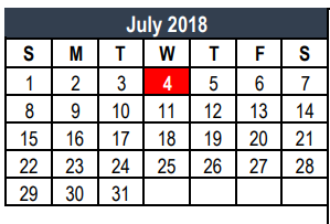 District School Academic Calendar for Elkins Elementary for July 2018