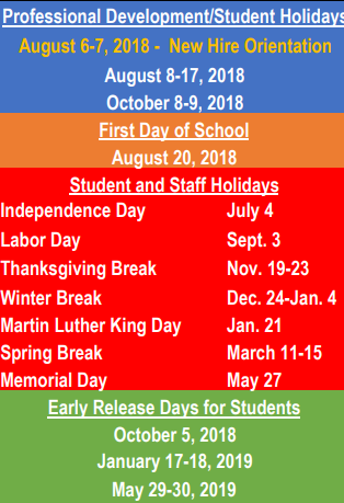 District School Academic Calendar Legend for Prairie Vista Middle School