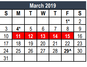 District School Academic Calendar for Prairie Vista Middle School for March 2019