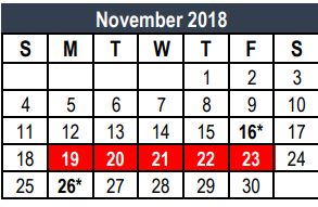 District School Academic Calendar for Bryson Elementary for November 2018