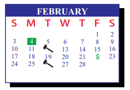 District School Academic Calendar for J J A E P for February 2019