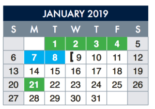 District School Academic Calendar for E-2 Central NE El Don't Use for January 2019
