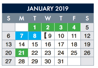 District School Academic Calendar for Zach White Elementary for January 2019