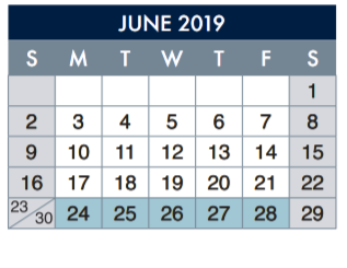 District School Academic Calendar for Kohlberg Elementary for June 2019