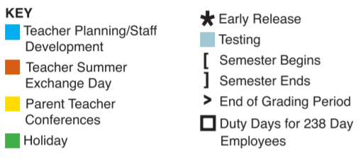 District School Academic Calendar Legend for E-2 Central NE El Don't Use