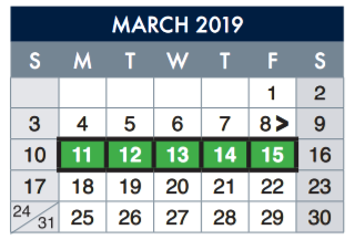 District School Academic Calendar for E-13 Central NE Elem for March 2019