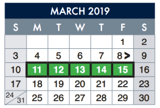 District School Academic Calendar for Zavala Elementary for March 2019