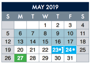 District School Academic Calendar for E-2 Central NE El Don't Use for May 2019