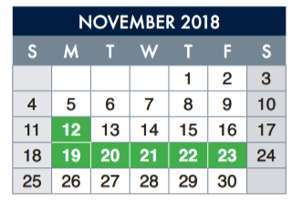 District School Academic Calendar for Mitzi Bond Elementary for November 2018