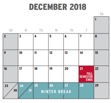 District School Academic Calendar for Tier 1 Rosemont Daep M S for December 2018