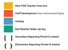 District School Academic Calendar Legend for Collin Co J J A E P
