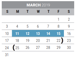 District School Academic Calendar for Griffin Middle School for March 2019