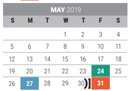 District School Academic Calendar for Carroll Elementary for May 2019