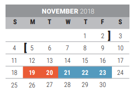 District School Academic Calendar for Fisher Elementary for November 2018