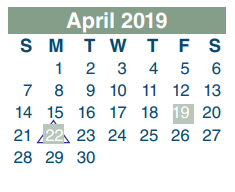 District School Academic Calendar for Normandy Crossing Elementary for April 2019