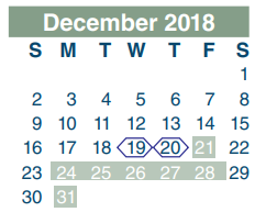 District School Academic Calendar for Pyburn Elementary for December 2018