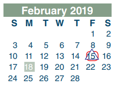 District School Academic Calendar for Galena Park High School for February 2019