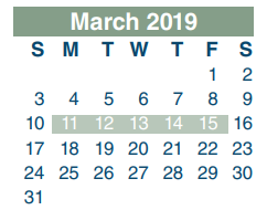 District School Academic Calendar for North Shore Elementary for March 2019