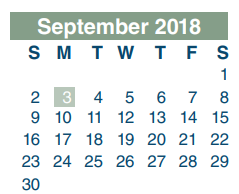 District School Academic Calendar for Green Valley Elementary for September 2018