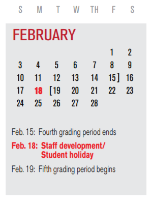 District School Academic Calendar for Rowlett High School for February 2019