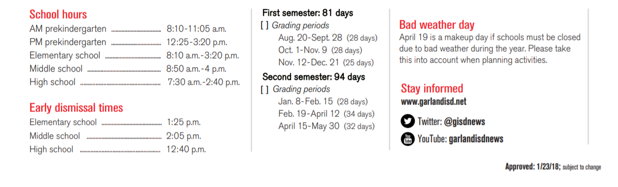 District School Academic Calendar Key for Daugherty Elementary